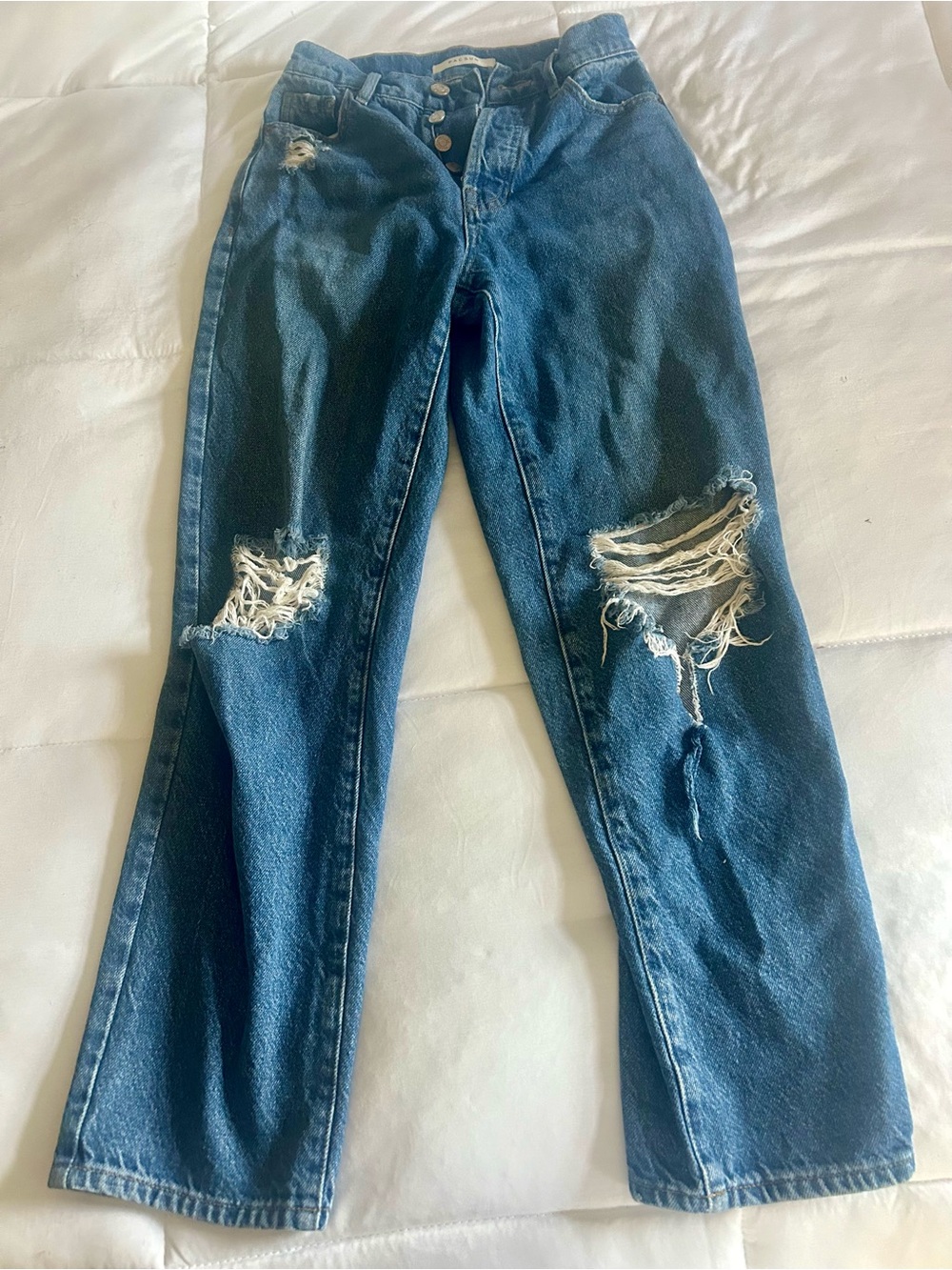 PacSun High Rise Distressed Denim Jeans - Dark Blue